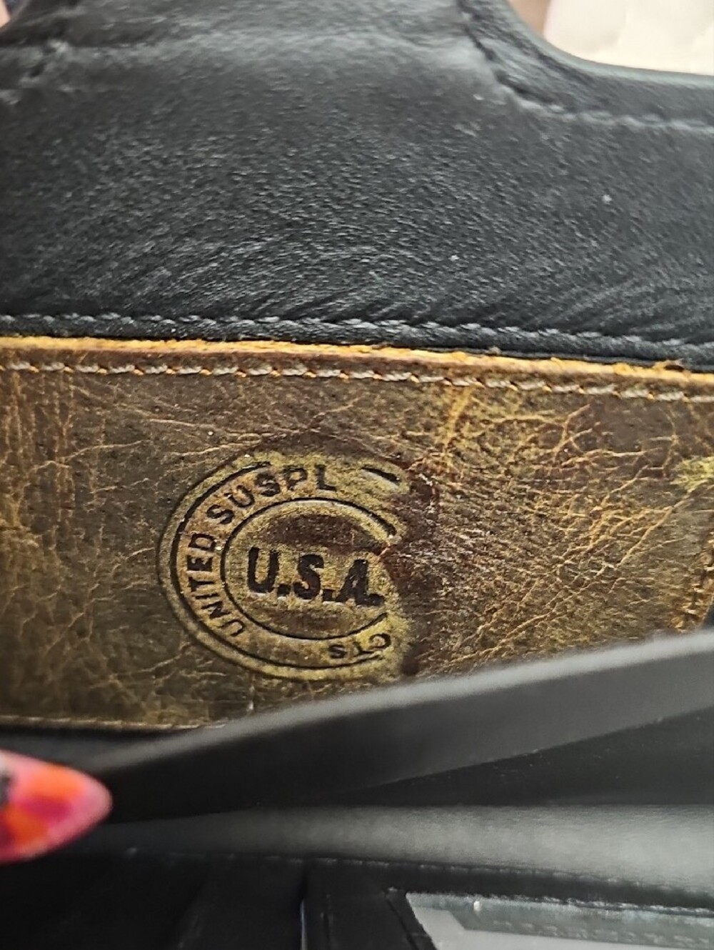 Myra Bag Hand-Tooled Floral Phone Wallet in Black, Turquoise & Yellow - Picture 5 of 7